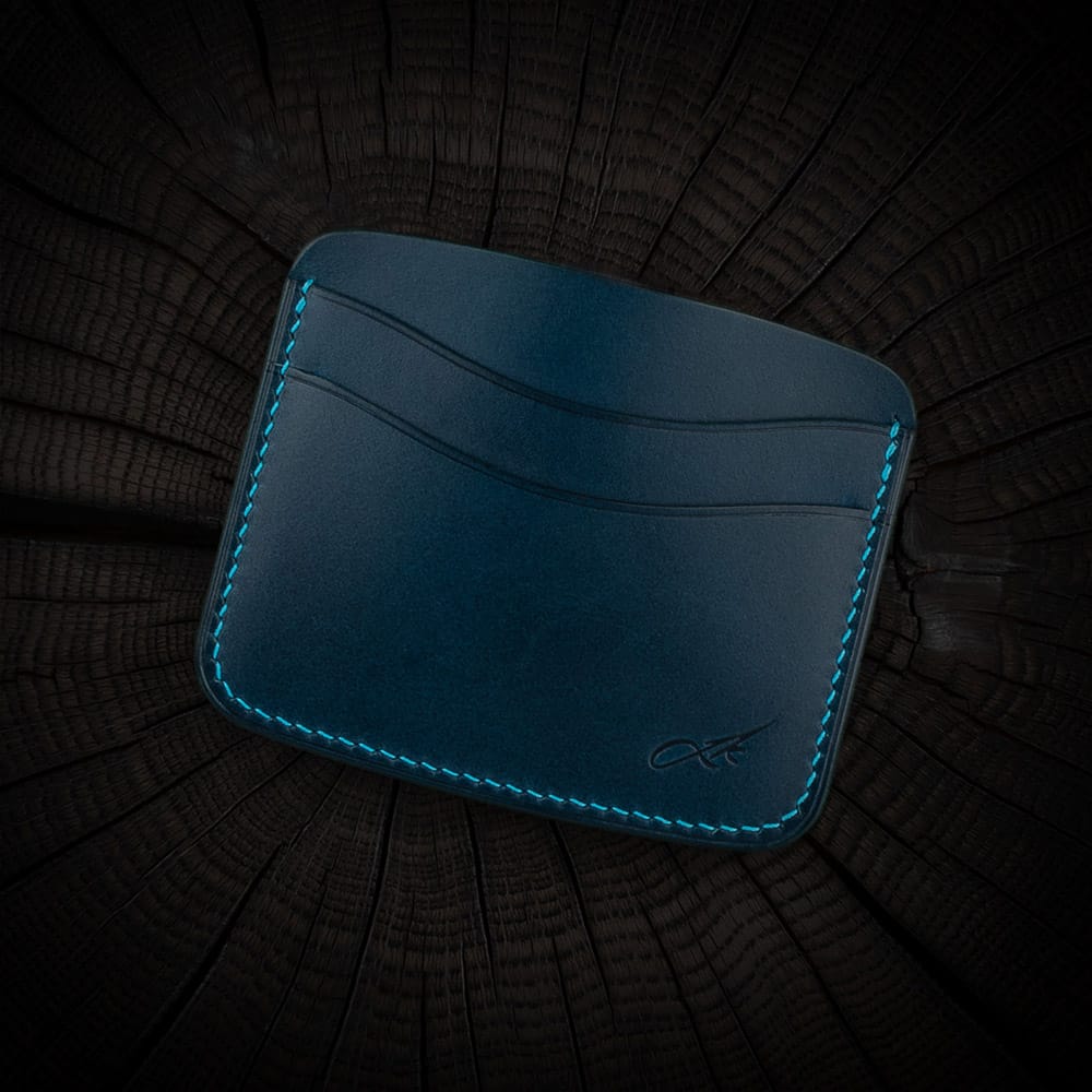 Minimalistlik nahast kaarditasku - sinine